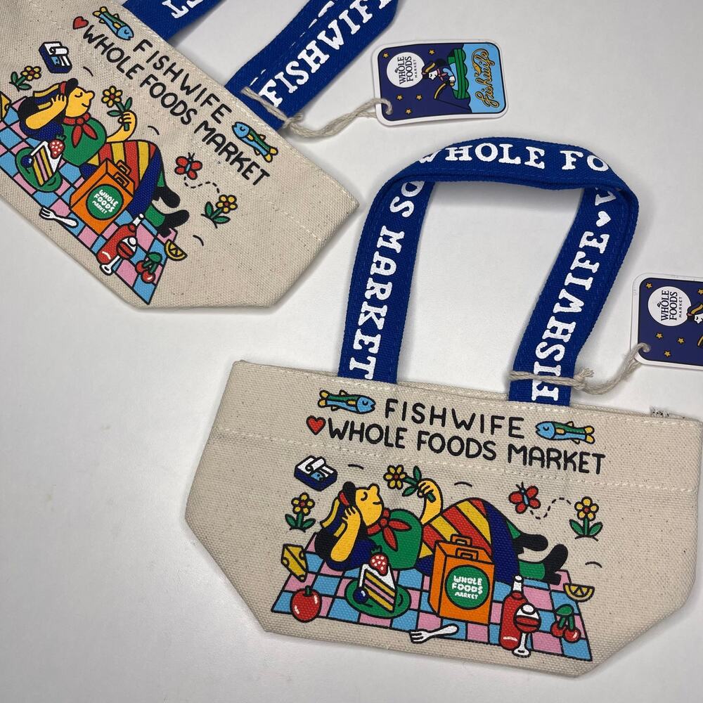 Set of 2 — Whole Foods Market x Fishwife — Limited Edition Micro Canvas Tote Bag - Picture 2 of 8